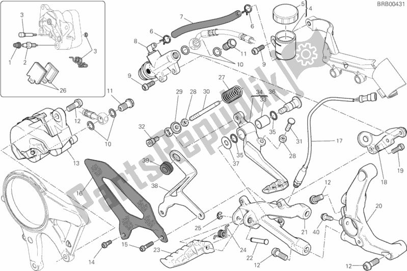 All parts for the Freno Posteriore of the Ducati Superbike 1199 Panigale R USA 2013